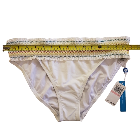 White Smocked Hip Bikini Bottom Size 10 - Picture 3 of 6